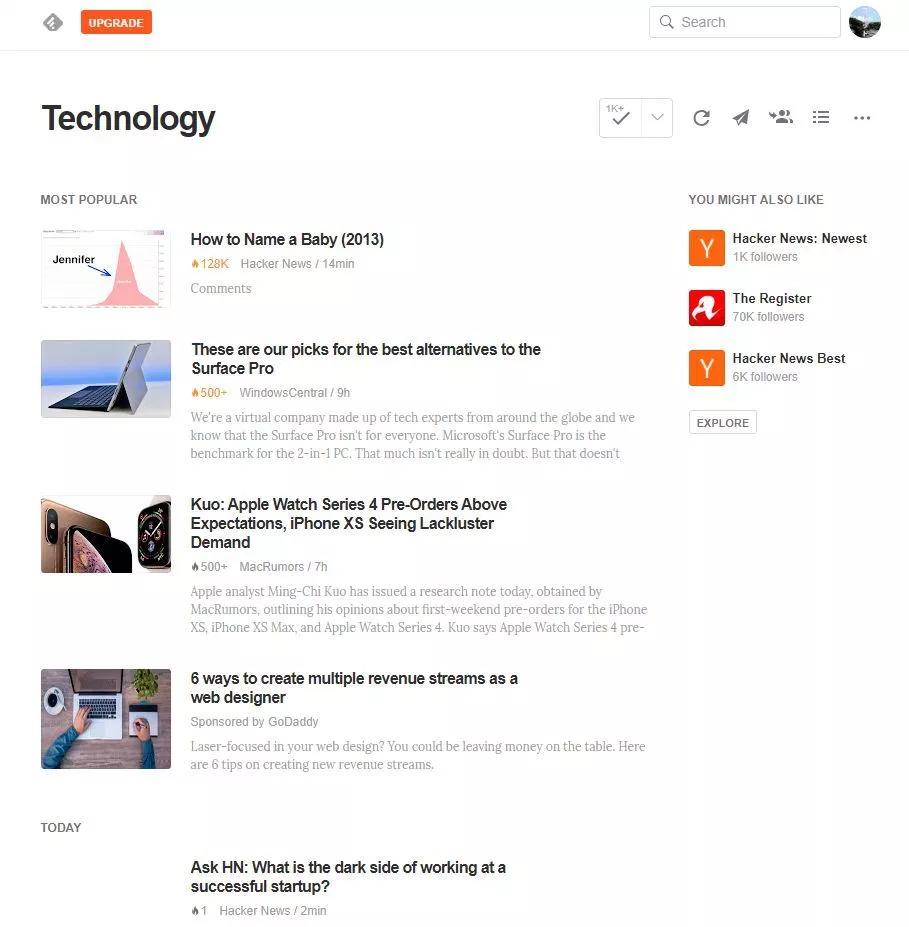 Technology News in Feedly